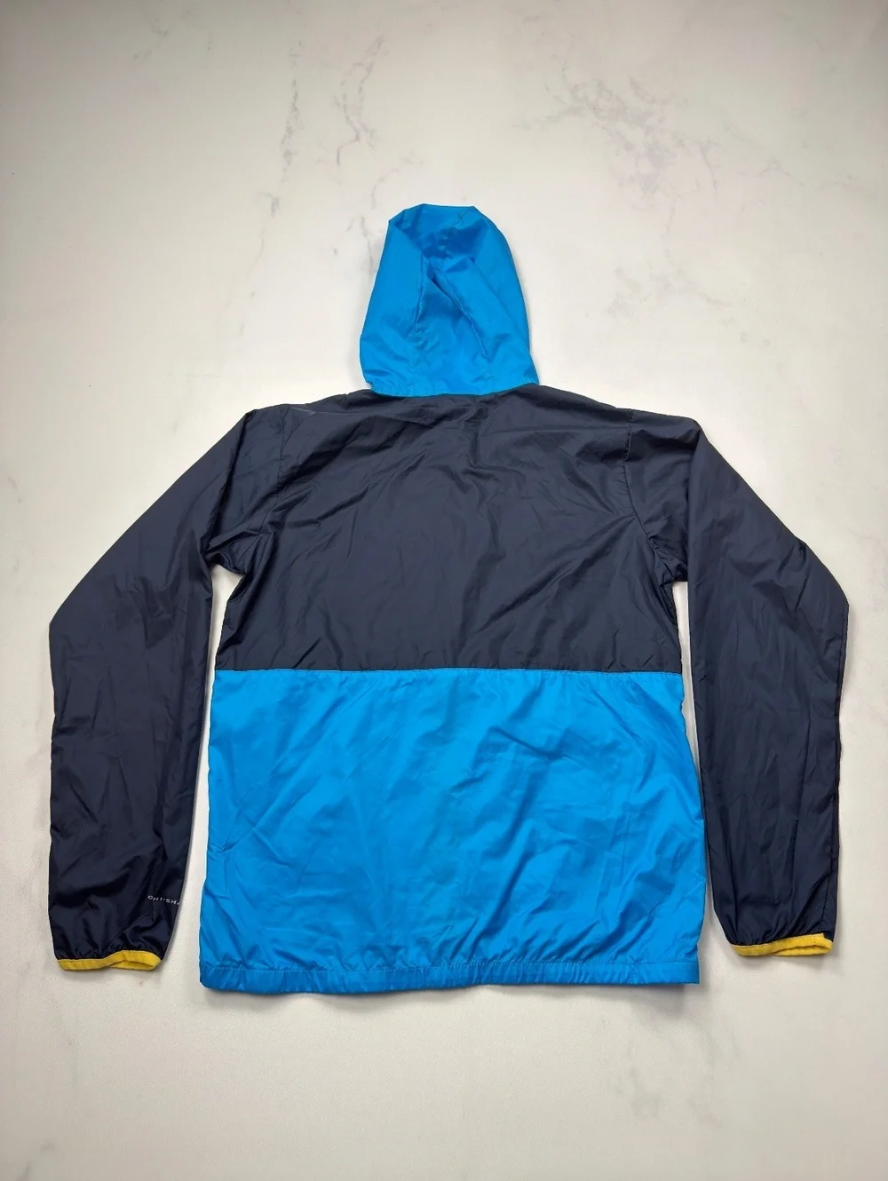 Columbia Windbreaker Jacket Blue Yellow Colorblock Hooded - Boys XL